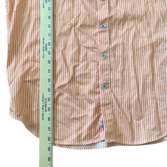 ROBERT GRAHAM Button Front Shirt Men's Orange White Stripes Cotton XL Flip Cuffs - Picture 5 of 9